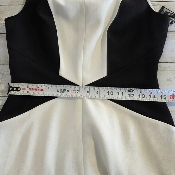 Tahari Colorblock Stretch Ponte Dress NEW 6 Structured Career Classic Black Whit - Picture 6 of 10